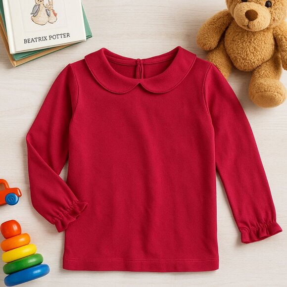 KicKee Pants Bamboo Long Sleeve Peter Pan Collar Tee – Raspberry Pink – Size 3T - Picture 1 of 9